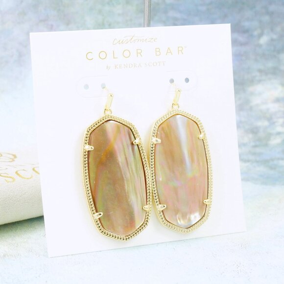 Kendra Scott Danielle Brown Pearl Earrings Gold Plated - Picture 3 of 6